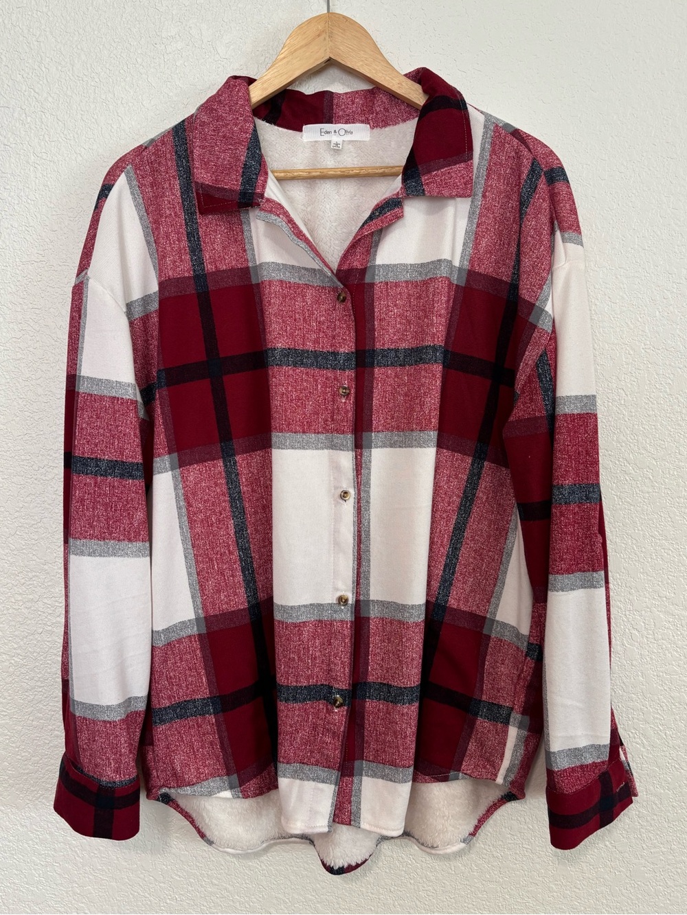 Eden & Olivia Sherpa Lined Plaid Shacket L